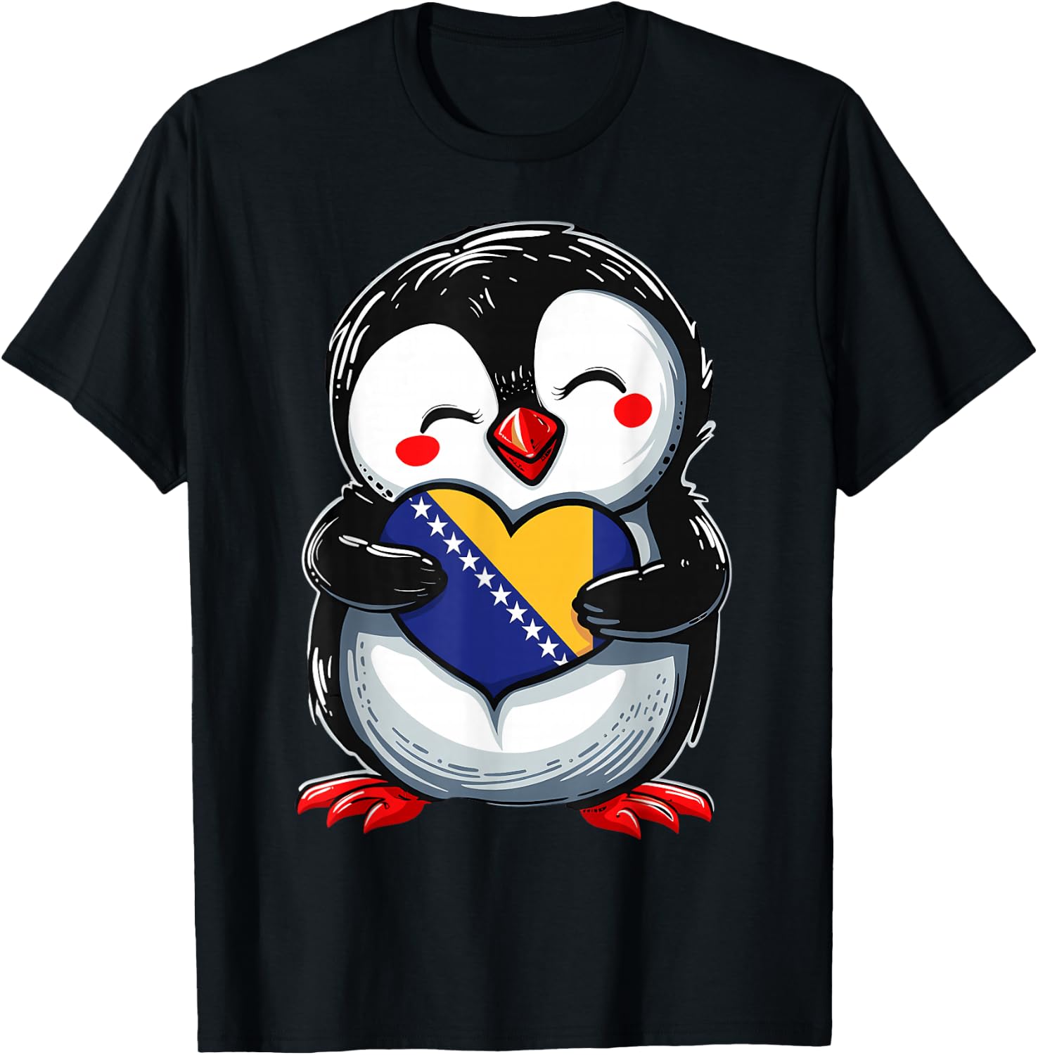 Bosnia and Herzegovina Roots Penguin Bosnian Flag T-Shirt - T-Shirt | Black