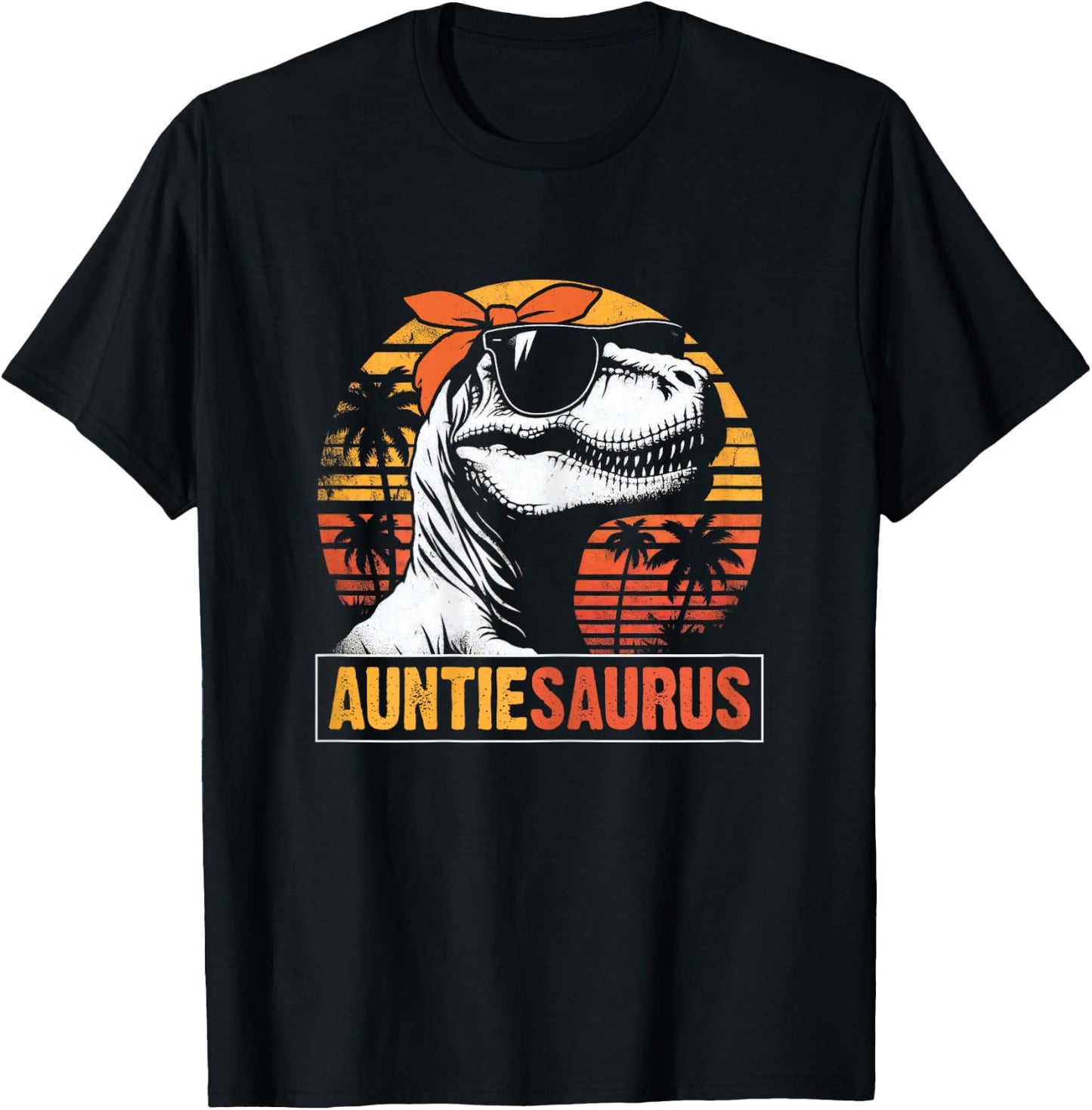 Auntiesaurus Funny T rex Dinosaur Auntie Vintage Mothers Day T-Shirt - T-Shirt | Black