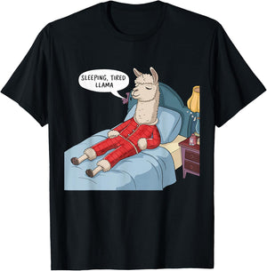 Alpaca Llama with Red Buffalo Plaid Pajamas Girl Boy Llama T-Shirt - T-Shirt | Black