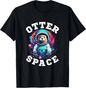 Otter Animal Kids & Adult - Otter Space T-Shirt - T-Shirt | Black
