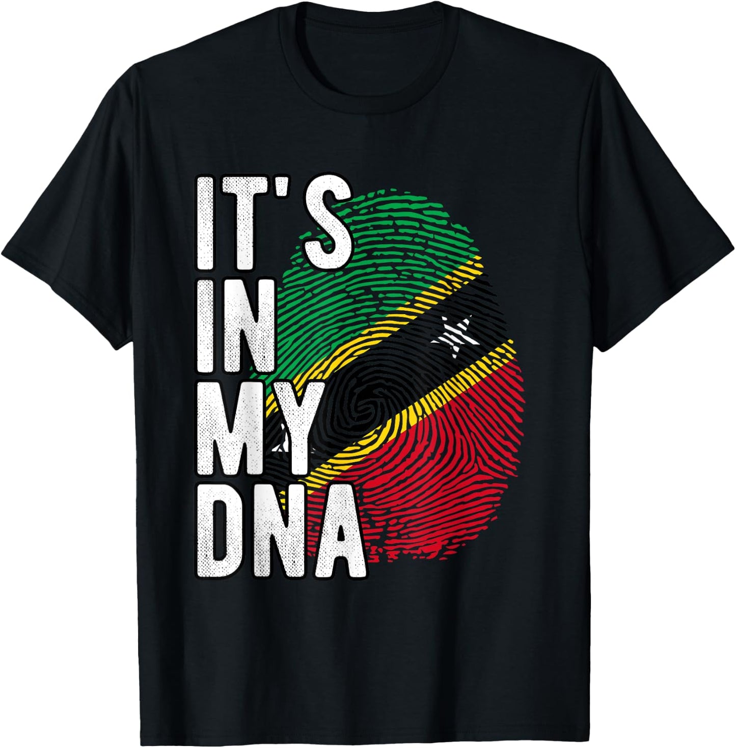 Funny it's in my DNA Saint Kitts and Nevis flag Fingerprint T-Shirt - T-Shirt | Black