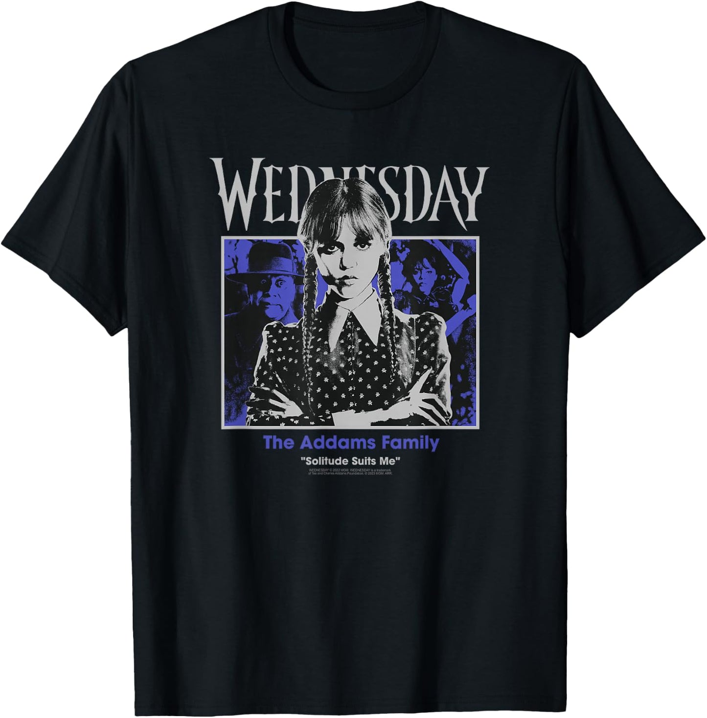 Wednesday The Addams Family Solitude Suits Me Retro Portrait T-Shirt - T-Shirt | Black