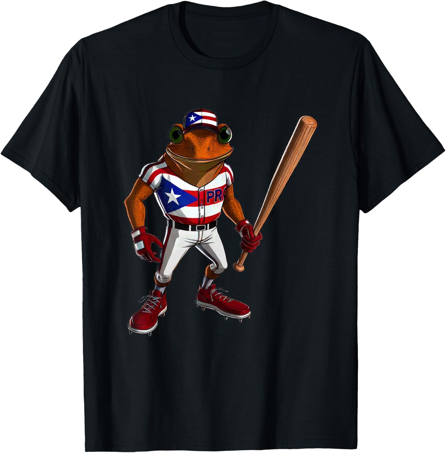 Puerto Rico Baseball Coqui Boricua Flag Bat Hat Pelota Cool T-Shirt - T-Shirt | Black