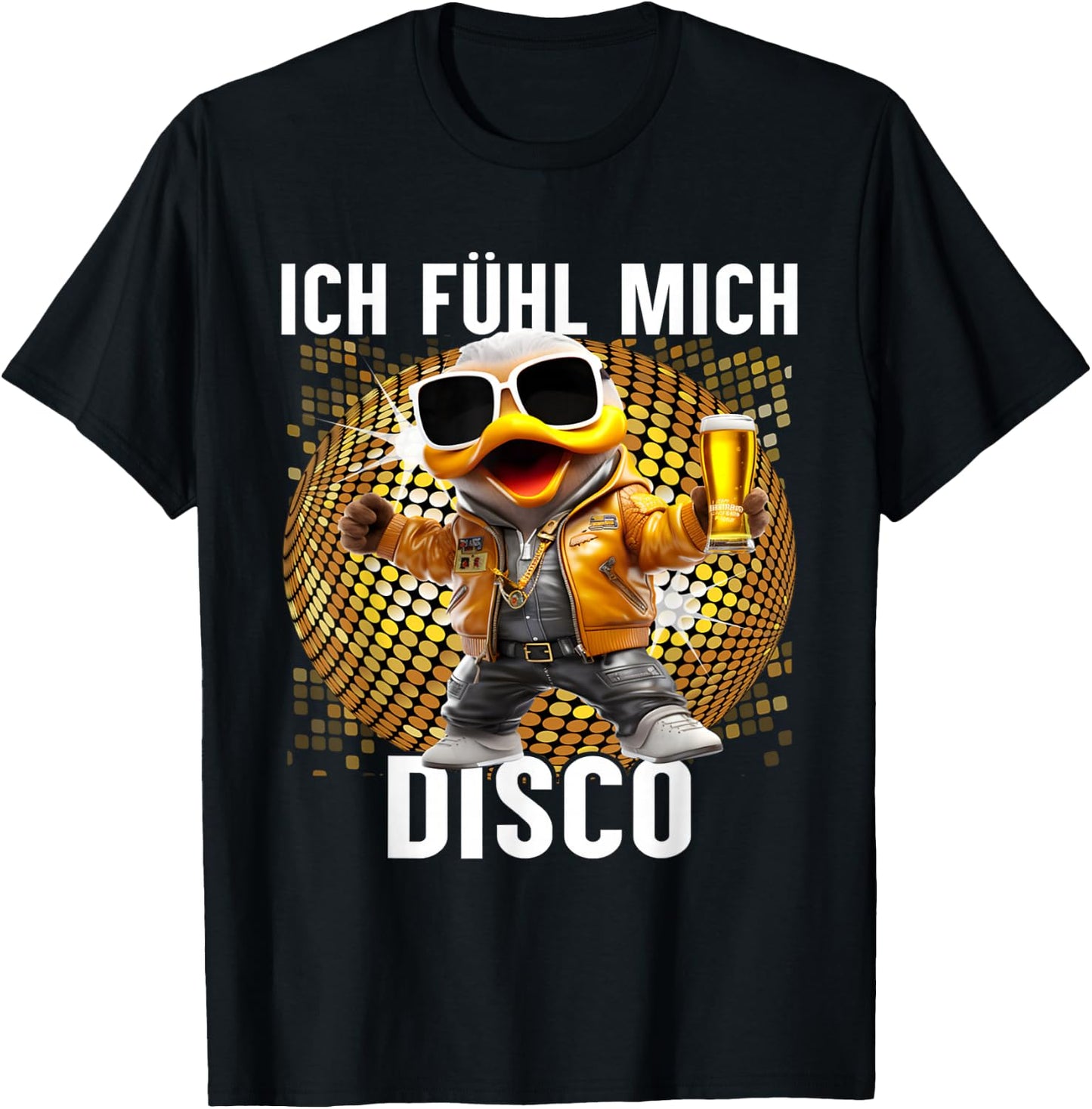 Ich Fühle Mich Disco Funny Disco Duck Apres-Ski Party , black T-Shirt - T-Shirt | Black