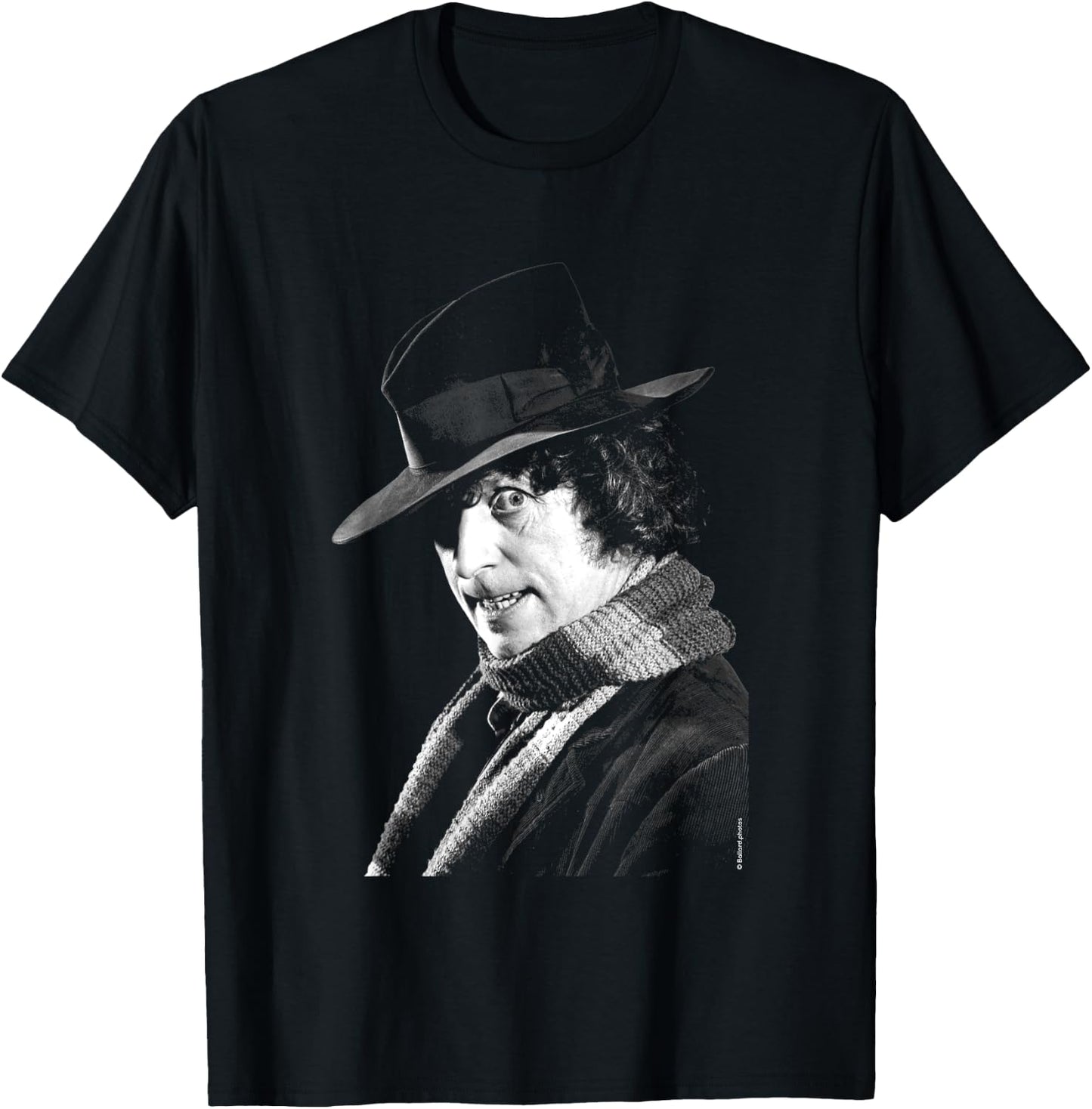Tom Baker Side Portrait Doctor Who Black & White T-Shirt - T-Shirt | Black