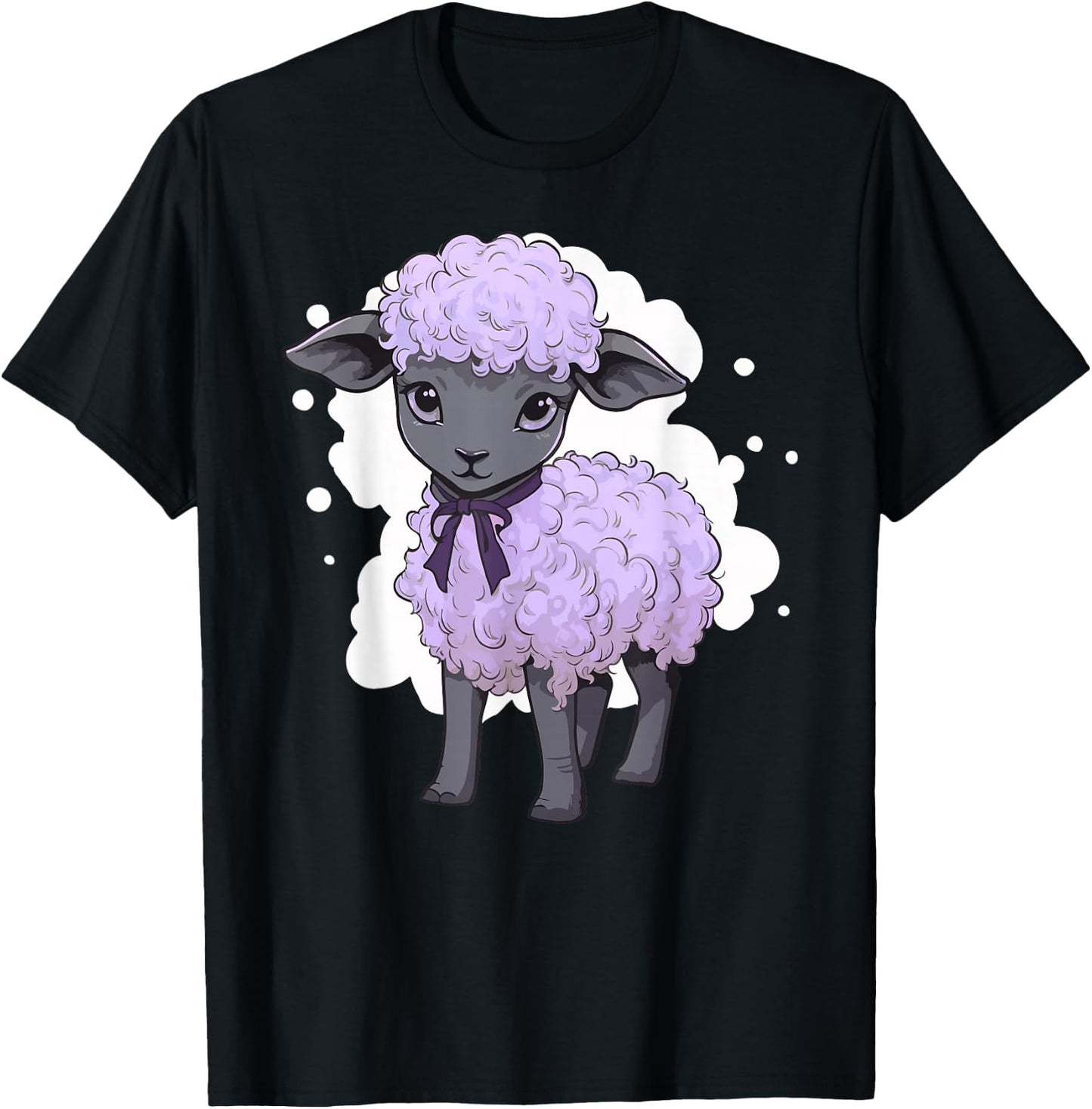 Lamb Lavender Pastel Cute Baby Sheep Kawaii Purple Aesthetic T-Shirt - T-Shirt | Black