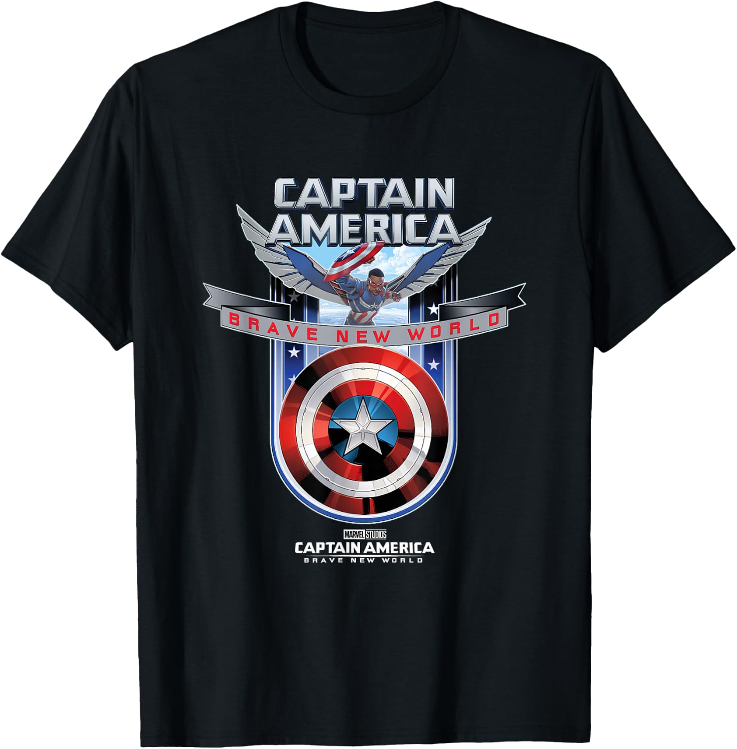 Marvel Captain America: Brave New World Shield Logo T-Shirt - T-Shirt | Black