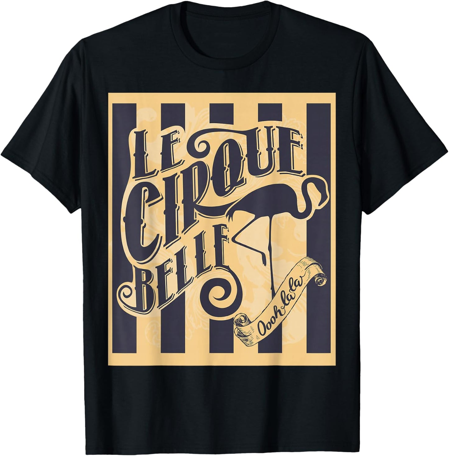 Circus Cirque Belle Flamingo Show Star Act Vintage Ad Poster T-Shirt - T-Shirt | Black