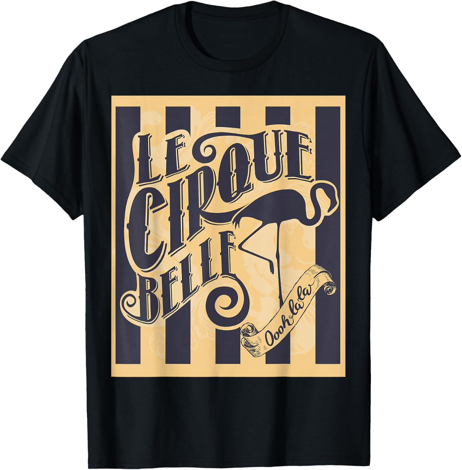 Circus Cirque Belle Flamingo Show Star Act Vintage Ad Poster T-Shirt - T-Shirt | Black