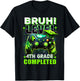 Bruh Level 4th Grade Completed Last Day Of School Graduate T-Shirt - T-Shirt | Black