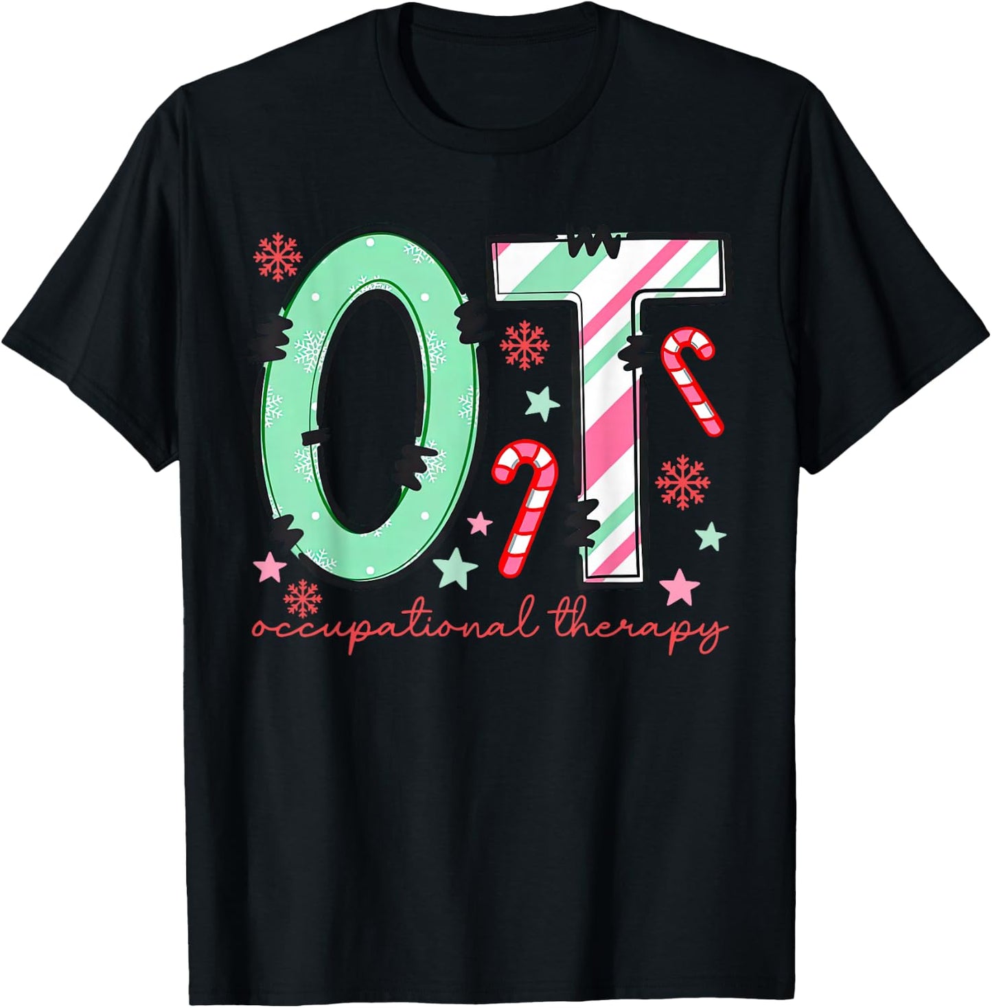 Retro Occupational Therapy OT Therapist Christmas Holiday T-Shirt - T-Shirt | Black