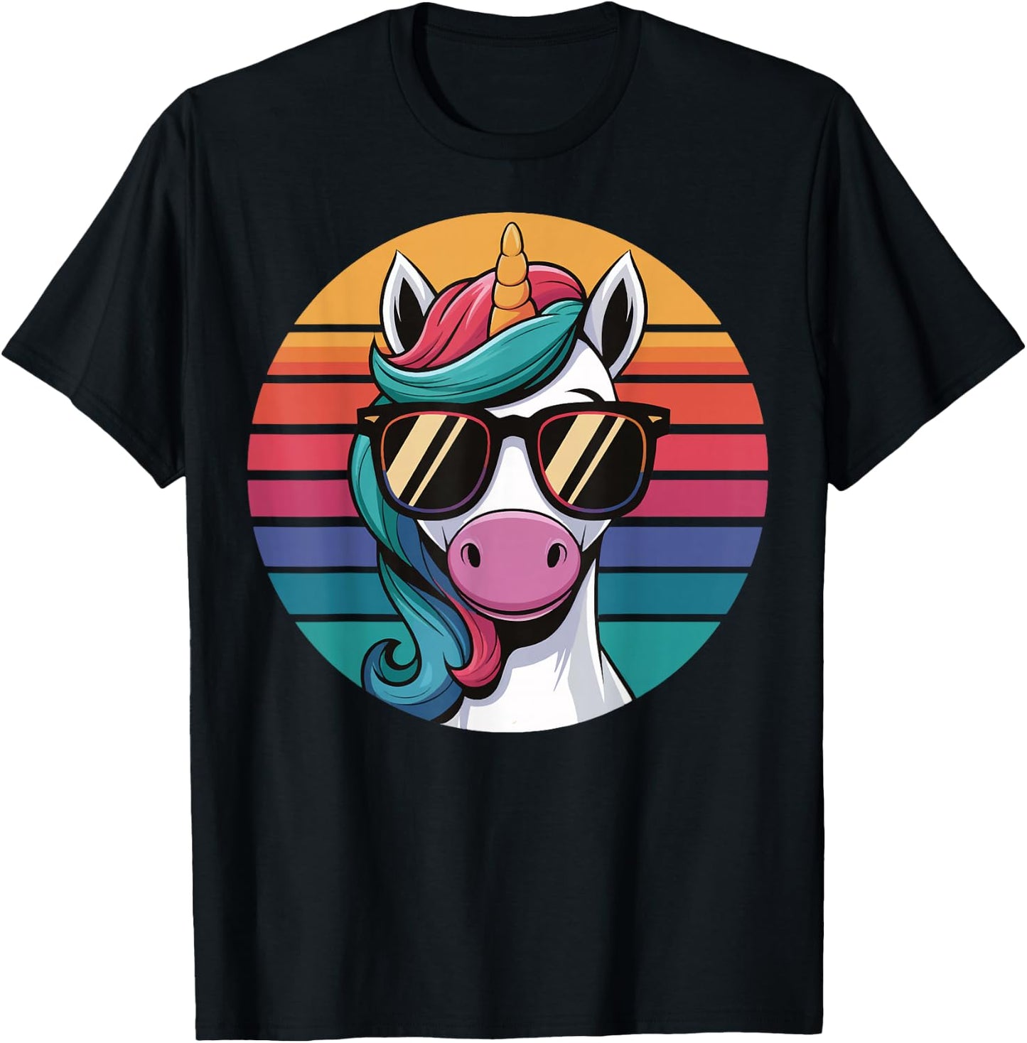 Unicorn Sunglasses Retro T-Shirt - T-Shirt | Black