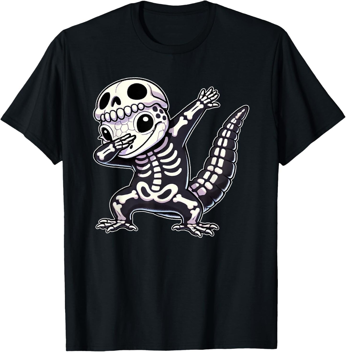 Halloween Skeleton Cute Gecko Men Women Kids T-Shirt - T-Shirt | Black