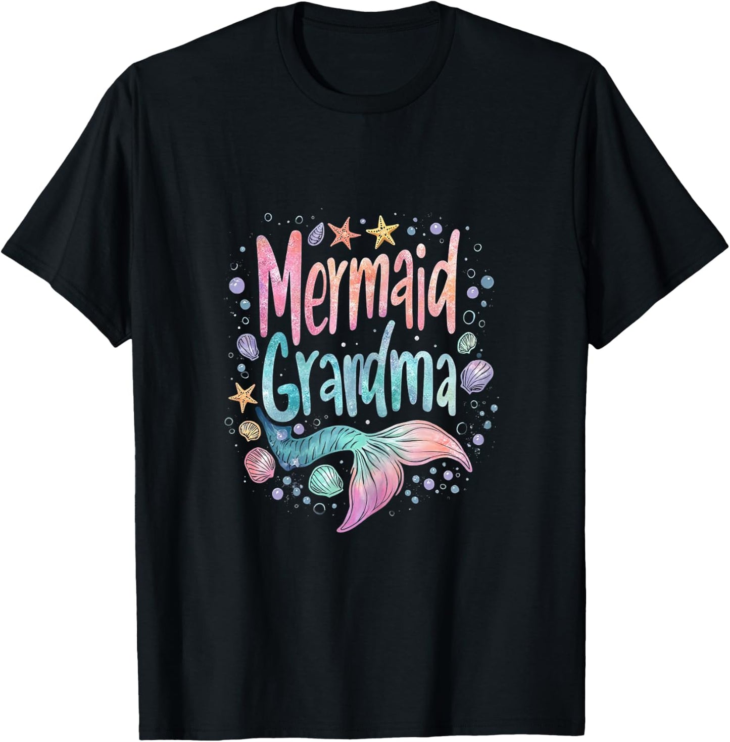 Mermaid Grandma T-Shirt - T-Shirt | Black