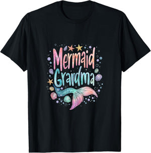 Mermaid Grandma T-Shirt - T-Shirt | Black