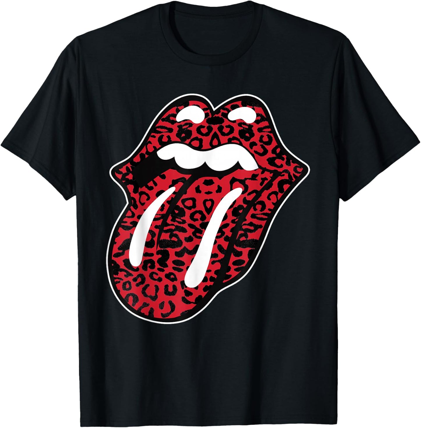 Offizielle The Rolling Stones Leopardenzunge , Schwarz, Erwachsene, -Kinder, Kurzarm, , S, EU 38/40 T-Shirt - T-Shirt | Black