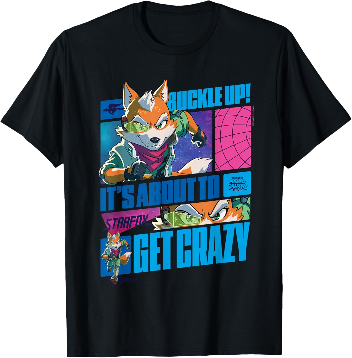 The Super Mario Galaxy Movie Starfox Buckle Up Action T-Shirt - T-Shirt | Black