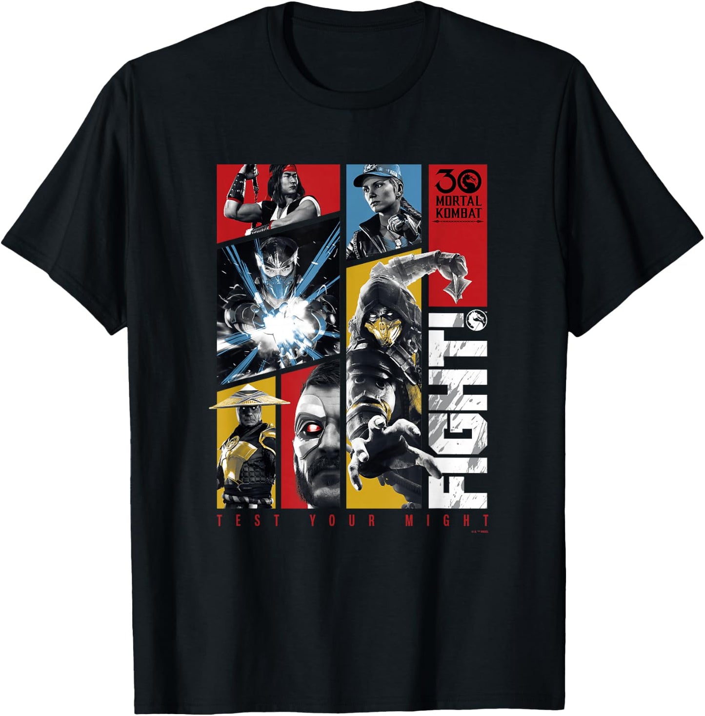 Mortal Kombat Klassic 30 Anniversary Test Your Might Panels T-Shirt - T-Shirt | Black