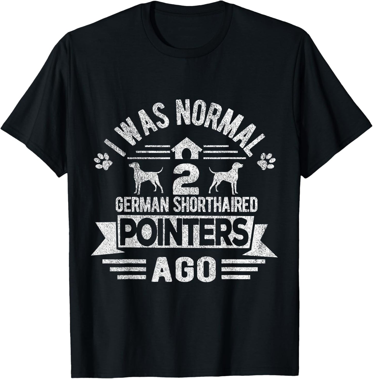 Two German Shorthaired Pointers Dog Owner Retro Vintage T-Shirt - T-Shirt | Black