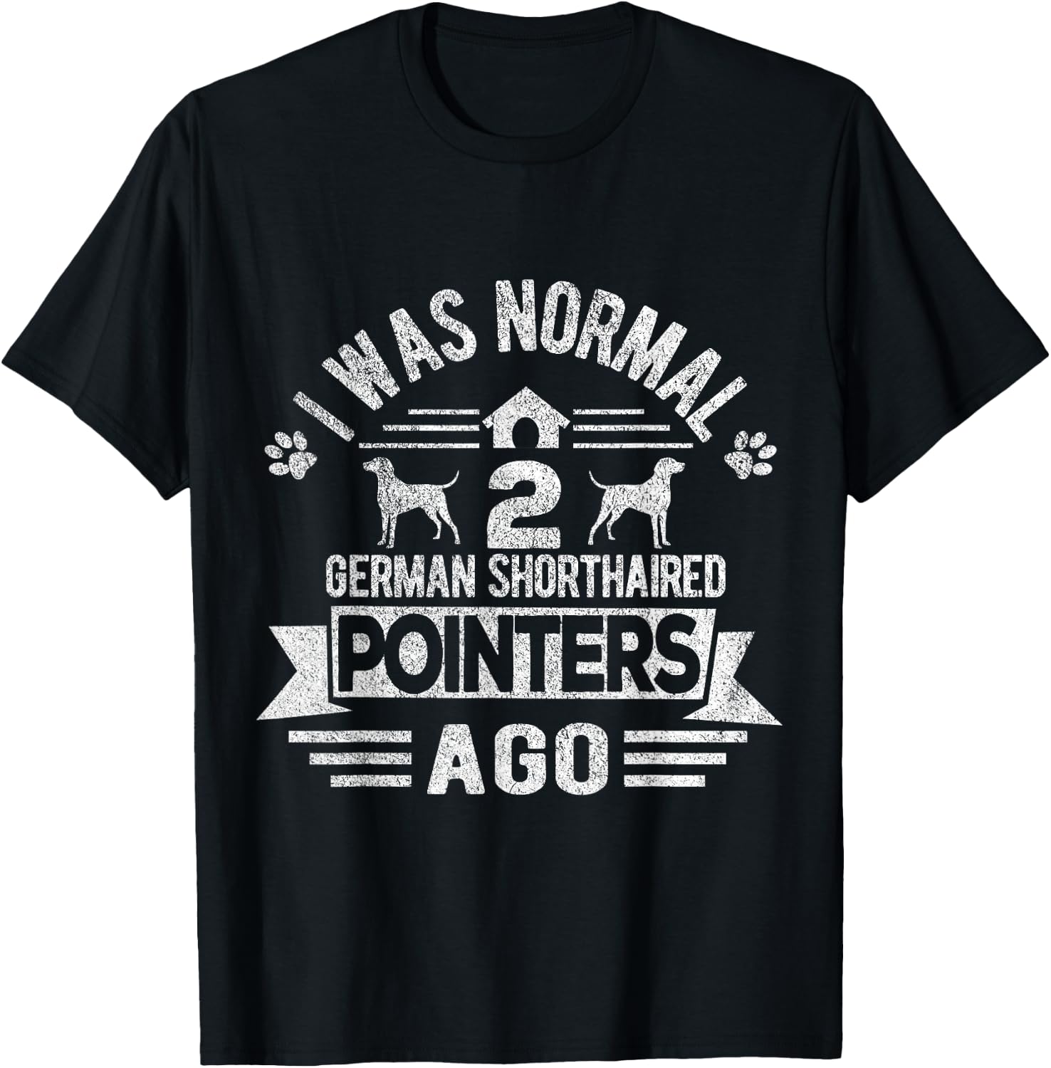 Two German Shorthaired Pointers Dog Owner Retro Vintage T-Shirt - T-Shirt | Black