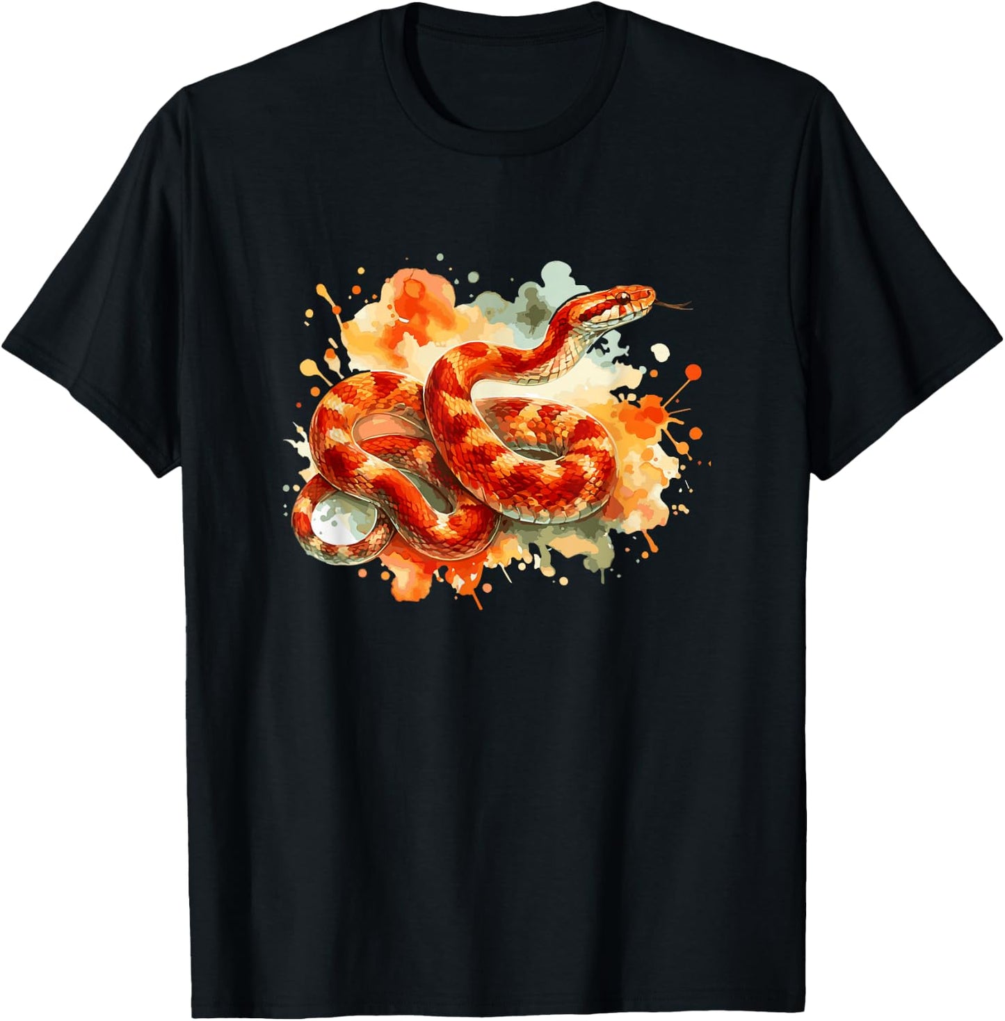 Snake Lover Animal Pet Snake Watercolor Corn Snake , Small T-Shirt - T-Shirt | Black