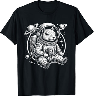 Space Squirrel Astronaut Graphic - Cute Squirrel in Space T-Shirt - T-Shirt | Black