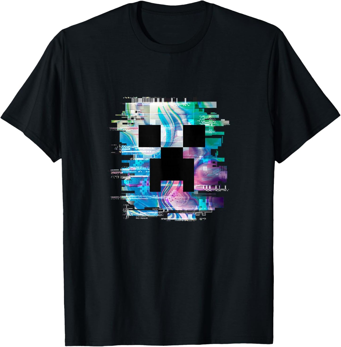 Minecraft Glitched Out Creeper Big Face Logo T-Shirt - T-Shirt | Black