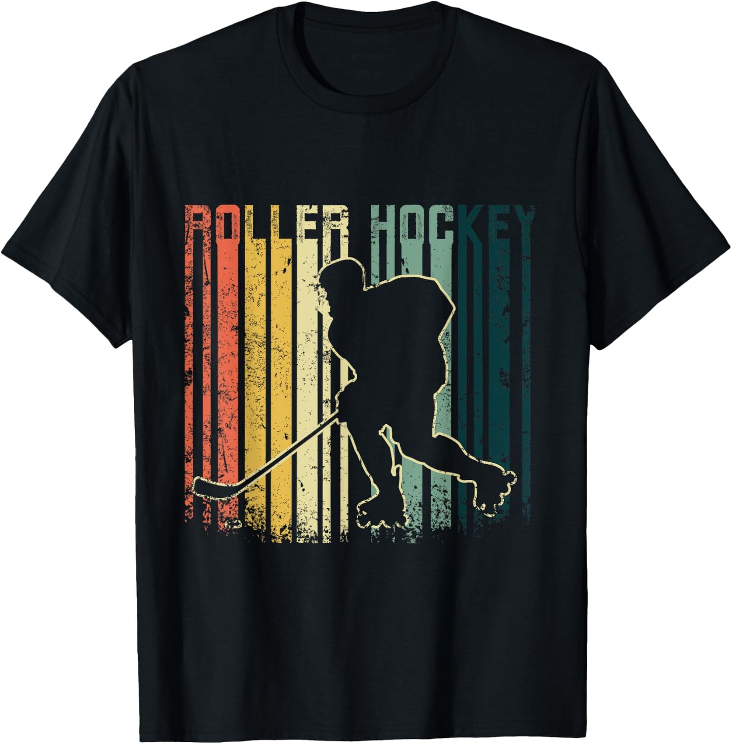 Roller Hockey Retro Vintage , Black, S T-Shirt - T-Shirt | Black
