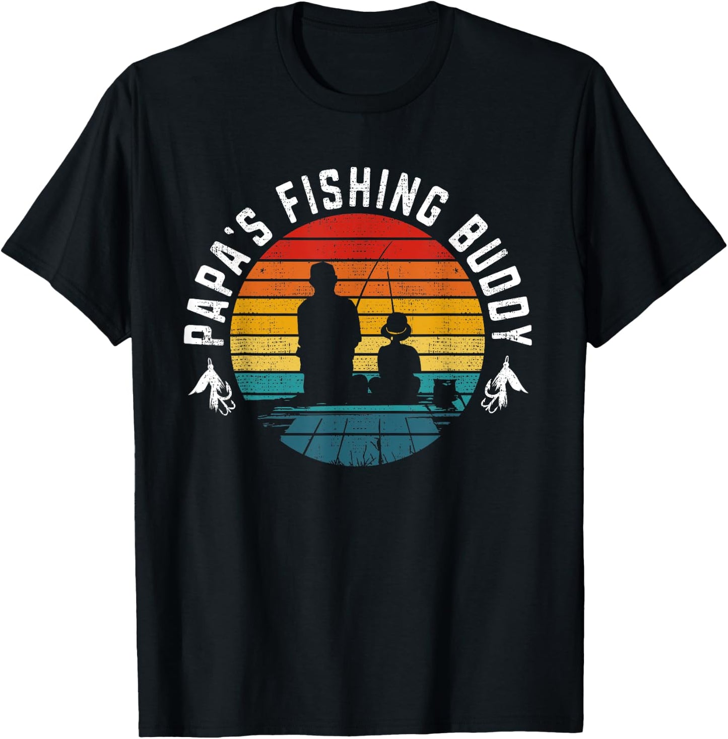 Funny Retro "Papa's Fishing Buddy" - Fishing T-Shirt - T-Shirt | Black