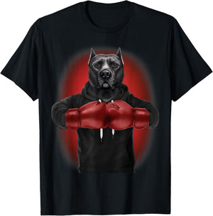 Boxing Black Pit Bull Dog, Martial Arts Warrior T-Shirt - T-Shirt | Black