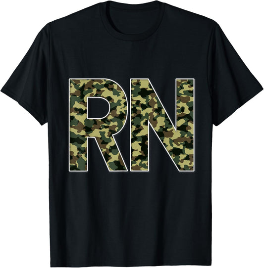 RN Nurses Camouflage RN Registered Nurses T-Shirt - T-Shirt | Black