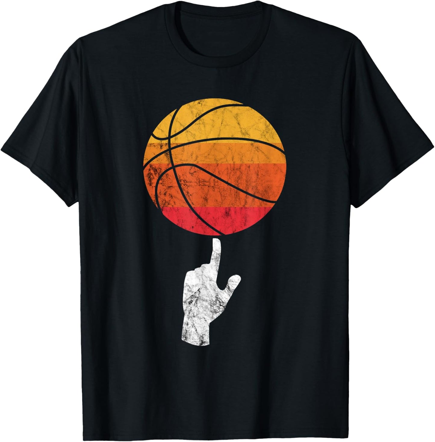 Basketball Playing Basketball Sports Vintage Retro Sunset T-Shirt - T-Shirt | Black