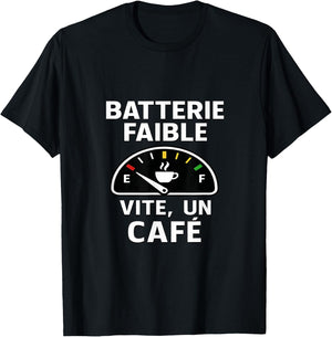 Coffee Humour – Low Battery, Fast A Coffee Caffeine T-Shirt - T-Shirt | Black