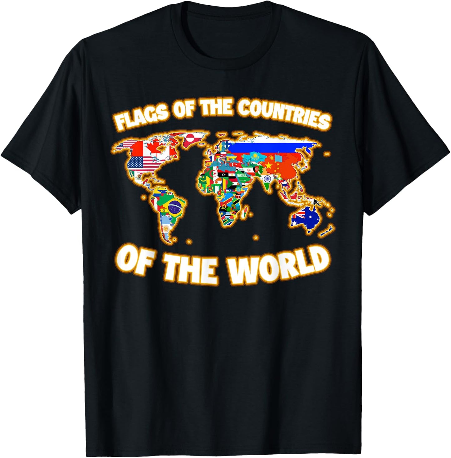 Flags Of The Countries Of The World Map International T-Shirt - T-Shirt | Black