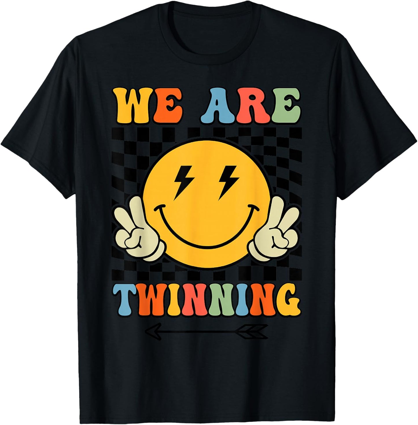 We're Twinning with My Bestie Retro Twin Day Spirit Week T-Shirt - T-Shirt | Black