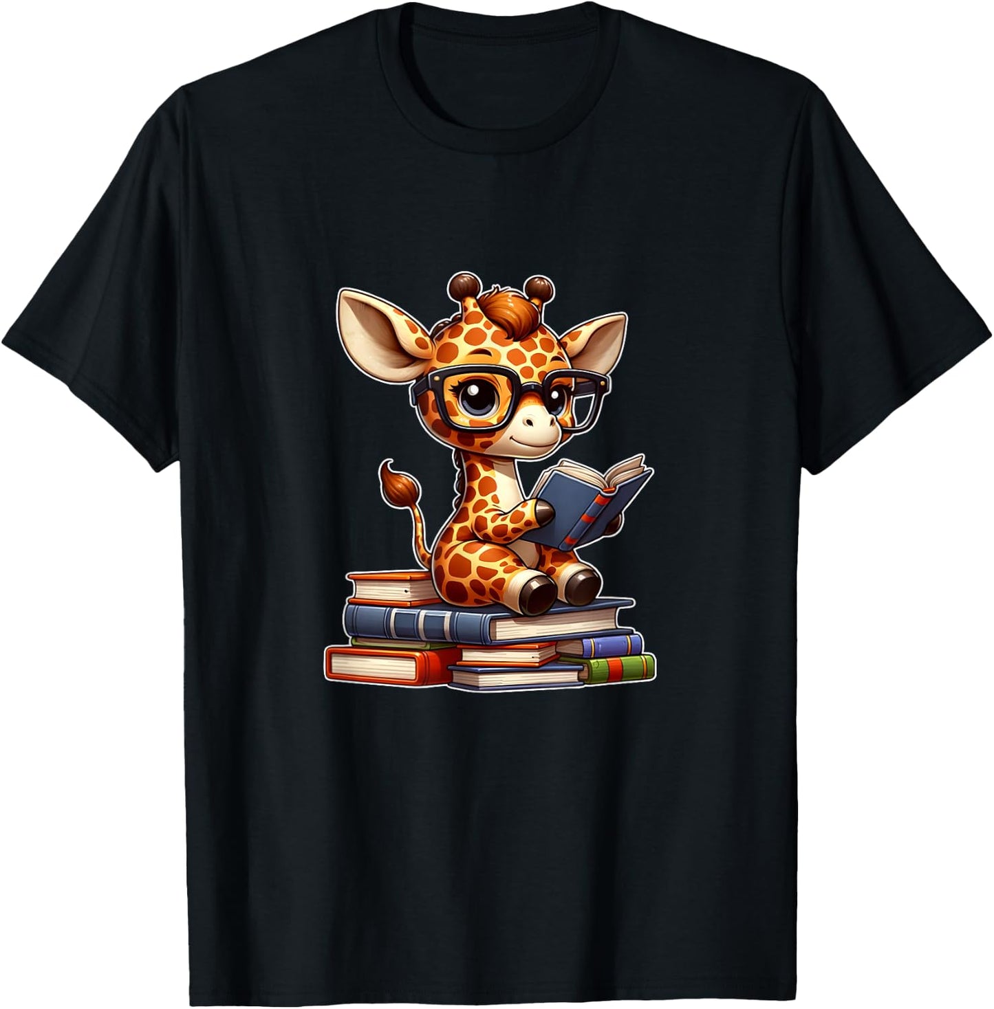 Funny giraffe reading Bookworm Book Lovers T-Shirt - T-Shirt | Black