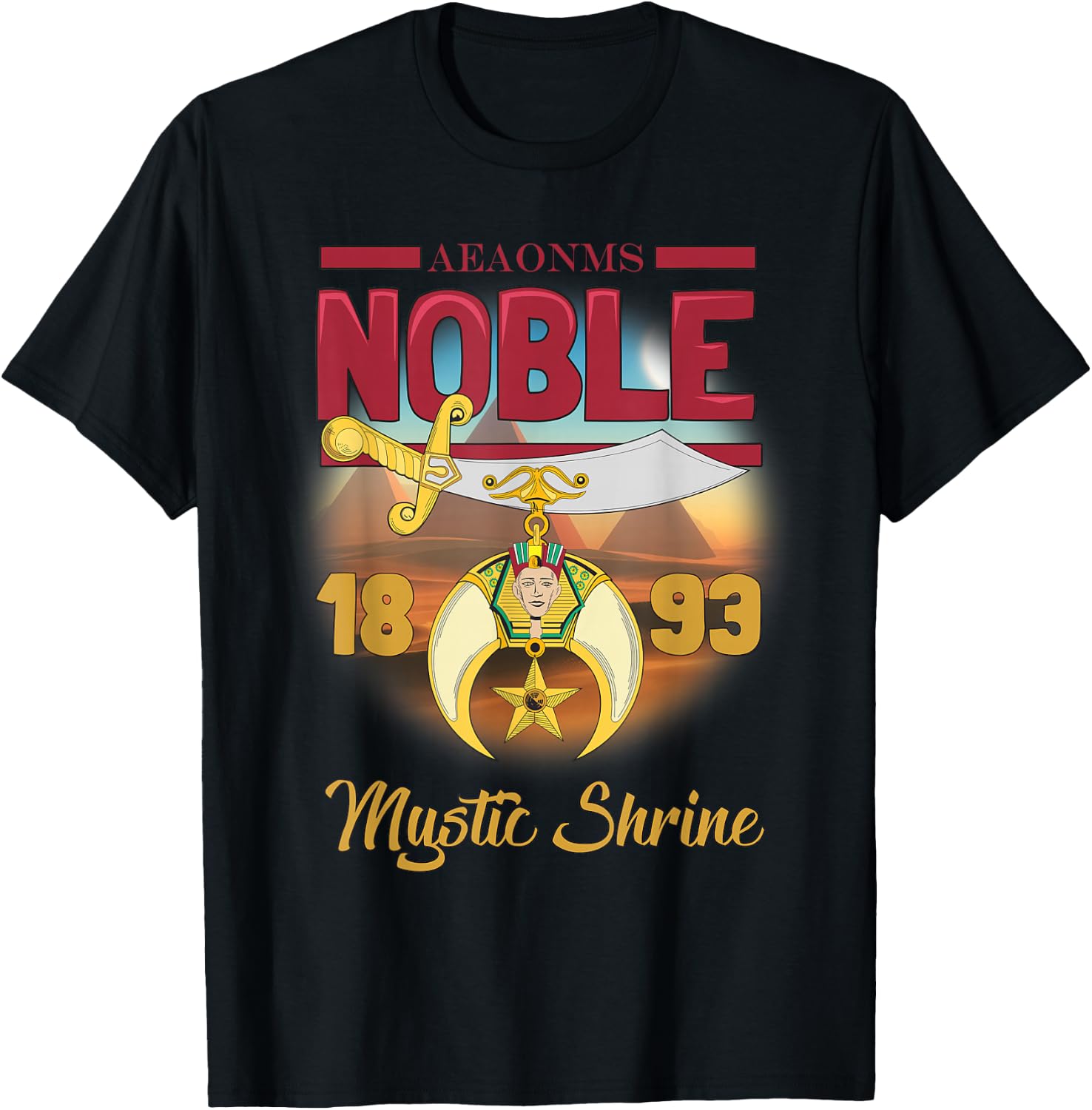 Noble 1893 AEAONMS Shrine PHA Prince Hall Shriner T-Shirt - T-Shirt | Black