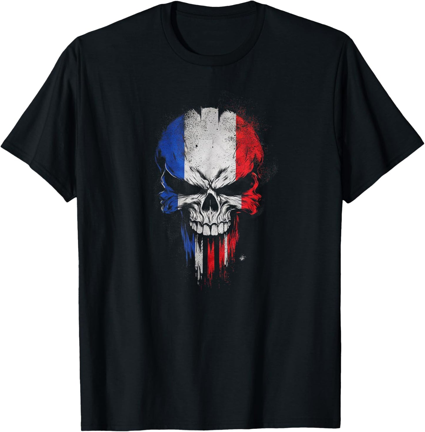 Flag France Skull Patriotic T-Shirt - T-Shirt | Black