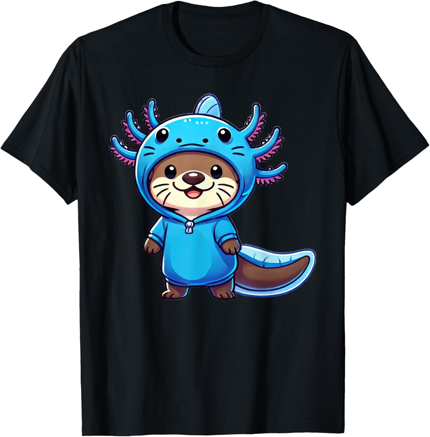 Kawaii Otter Axolotl Costume T-Shirt - T-Shirt | Black
