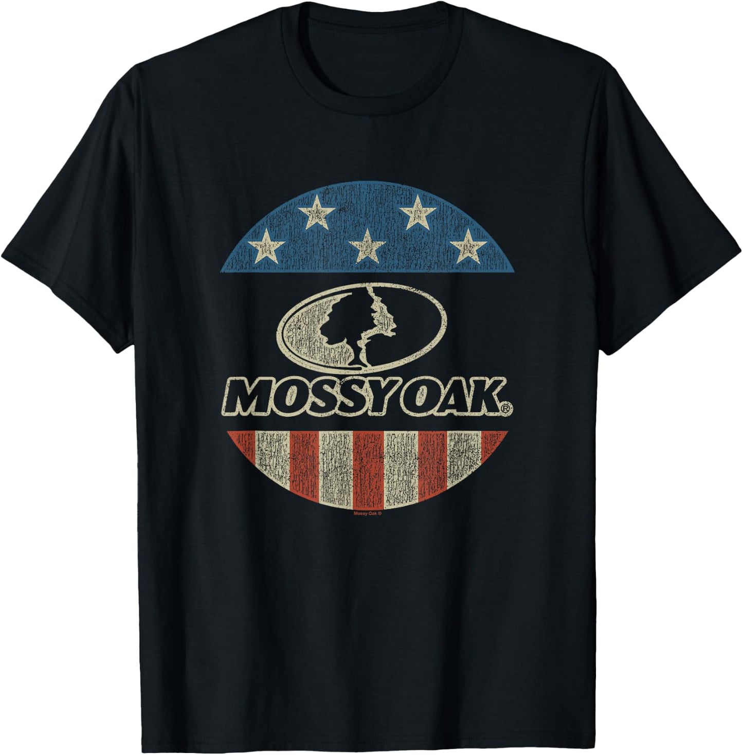 Mossy Oak 4th of July American Flag Distressed Circle Logo T-Shirt - T-Shirt | Black