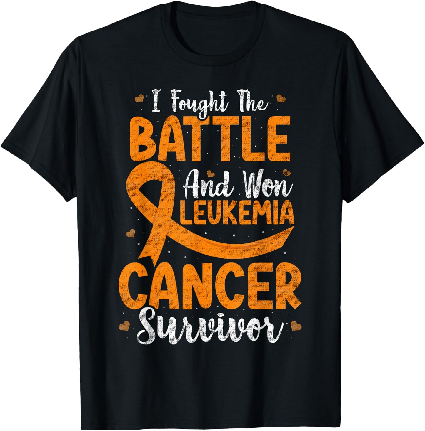 I Fought The Battle And Won Leukemia Cancer Survivor Ribbon T-Shirt - T-Shirt | Black