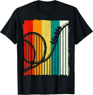 Retro Vintage Roller Coaster Amusement Park T-Shirt - T-Shirt | Black