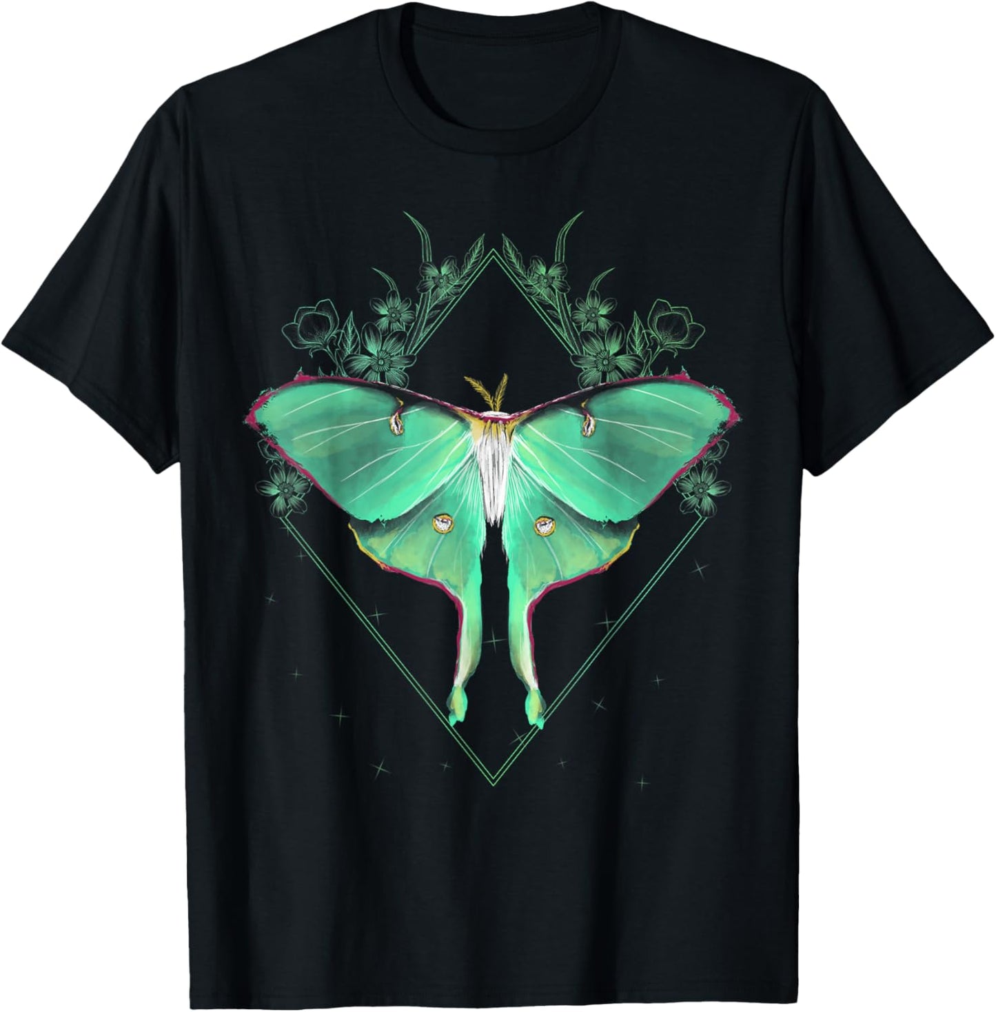 Cute Luna Moth Beautiful Butterfly Insect Lover Themed Small T-Shirt - T-Shirt | Black