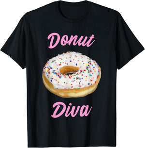 Donut Diva Sprinkle Design Pink Lettering T-Shirt - T-Shirt | Black