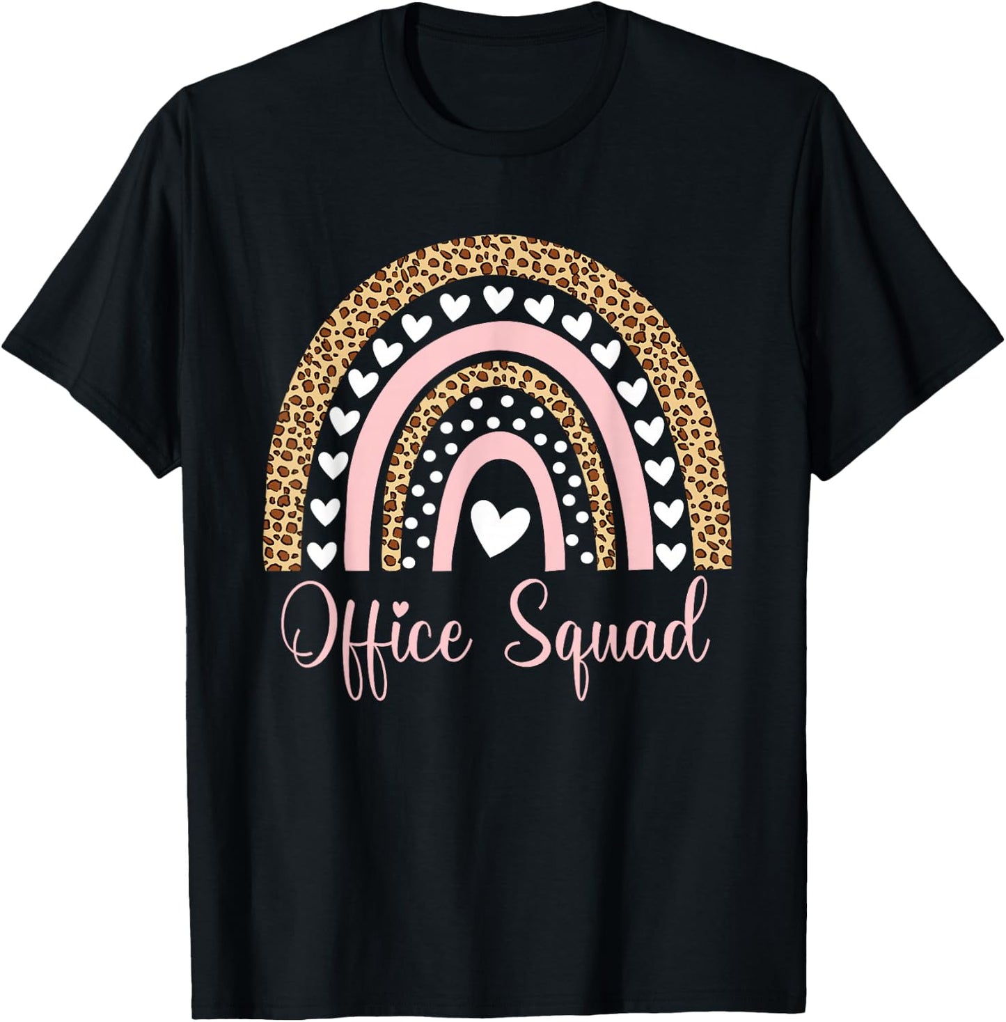Office Squad Rainbow Leopard School Secretary Administrative T-Shirt - T-Shirt | Black