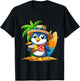 Cute Penguin Drinking Coconut Hawaiian Summer Vacation Men Women Kids T-Shirt - T-Shirt | Black