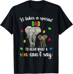 Autism Awareness Family Support Shirts, Autism Dad Elephants T-Shirt - T-Shirt | Black