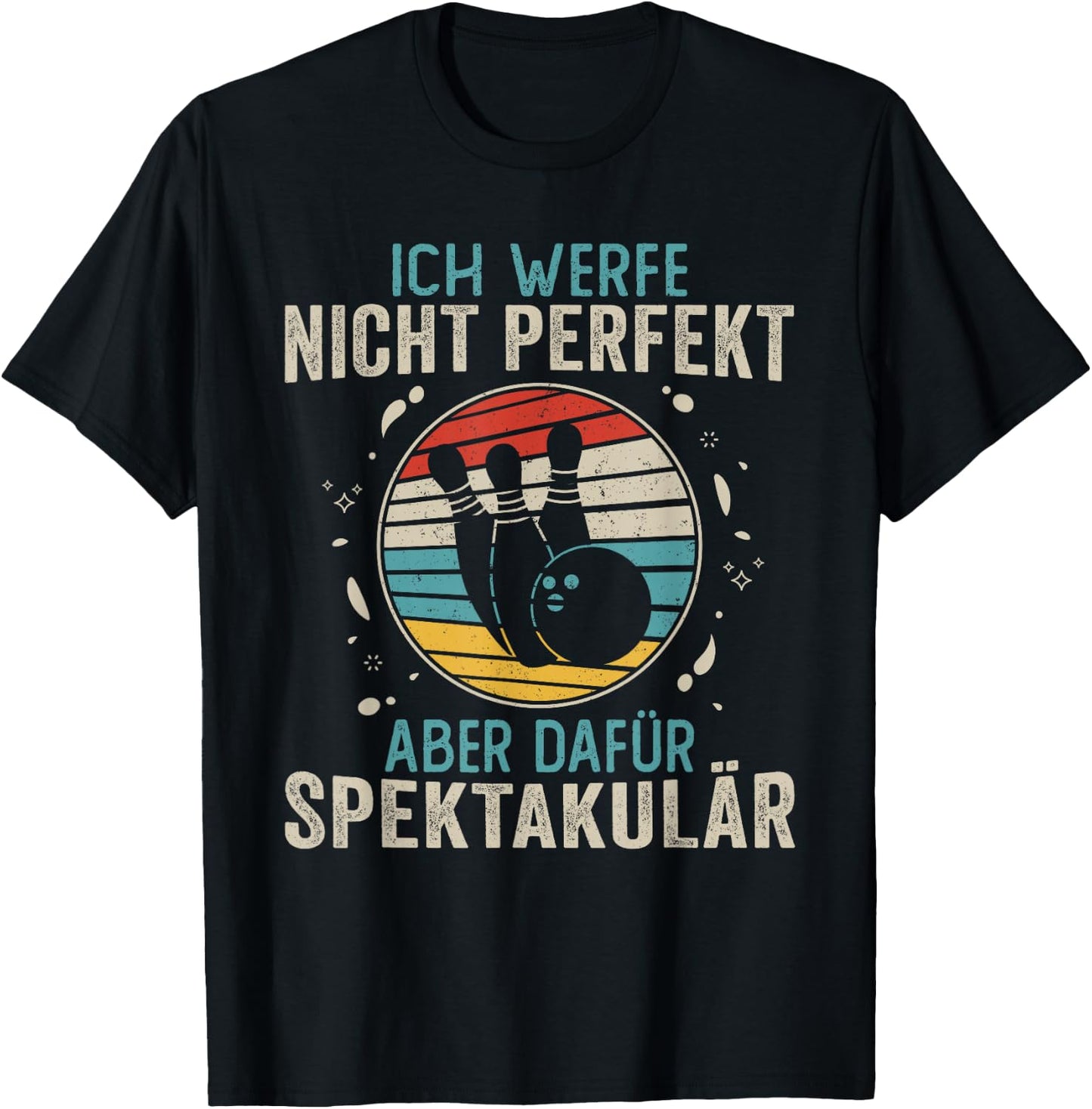 Bowling Geschenke Damen Herren Bowling Sprüche Retro Bowling T-Shirt - T-Shirt | Black