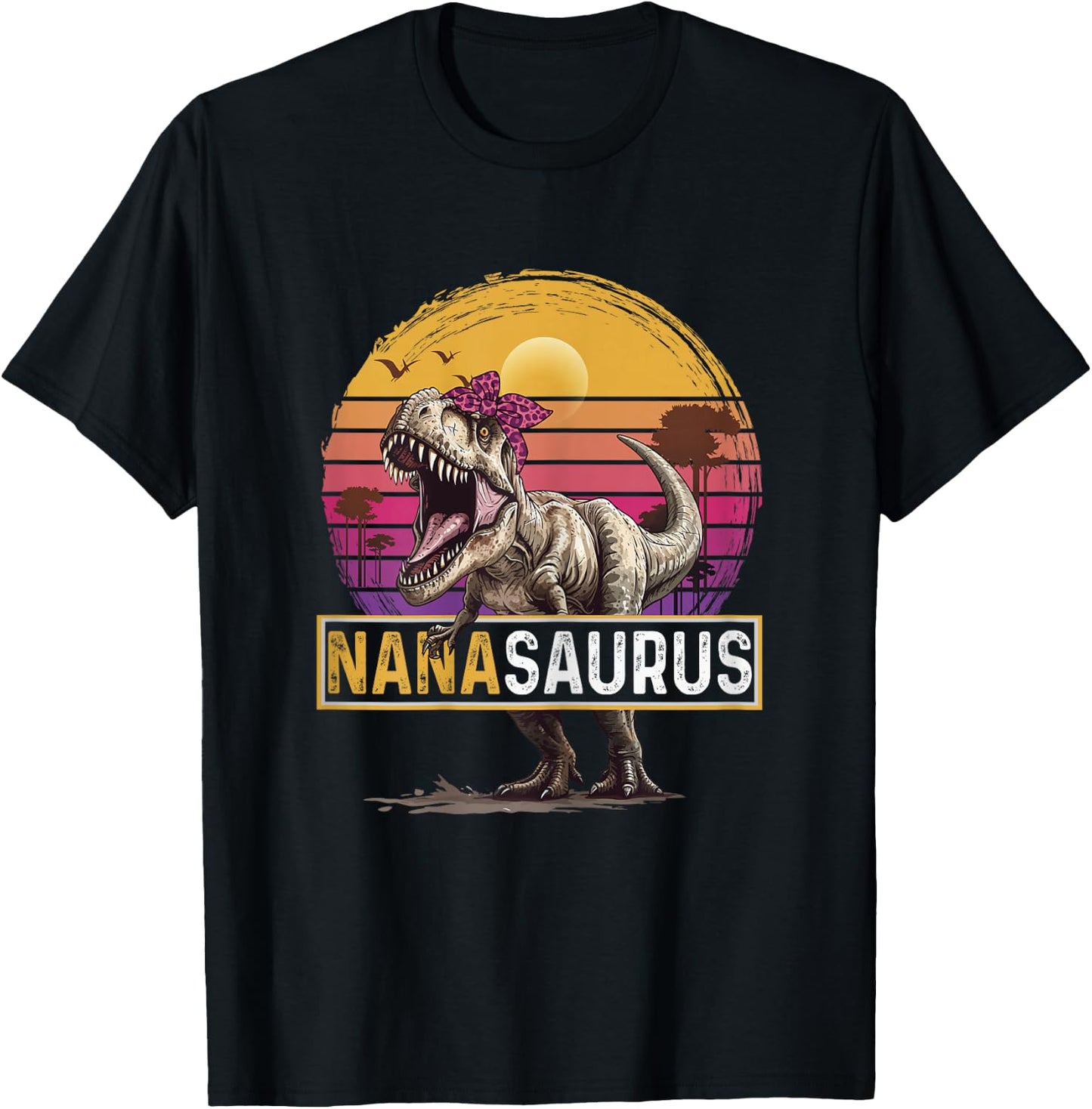 Nanasaurus T Rex Dinosaur Nana Saurus Family Matching T-Shirt - T-Shirt | Black