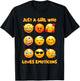 Just A Girl Who Loves Emoticons Cute & Funny Emotion Faces T-Shirt - T-Shirt | Black